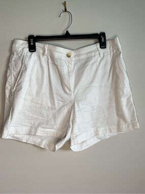 Women's White Stretch Cotton Shorts